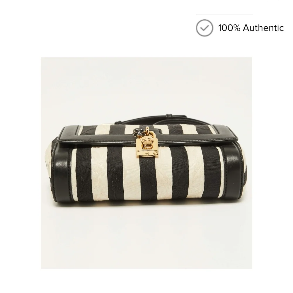 D&G Black and Cream Striped Shoulder Bag - Picture 5 of 14